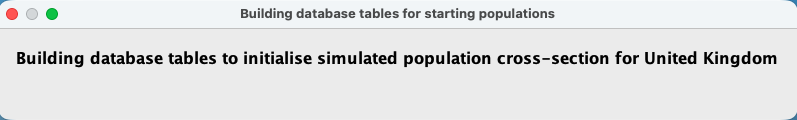 Progress window while SimPaths builds the starting-population database